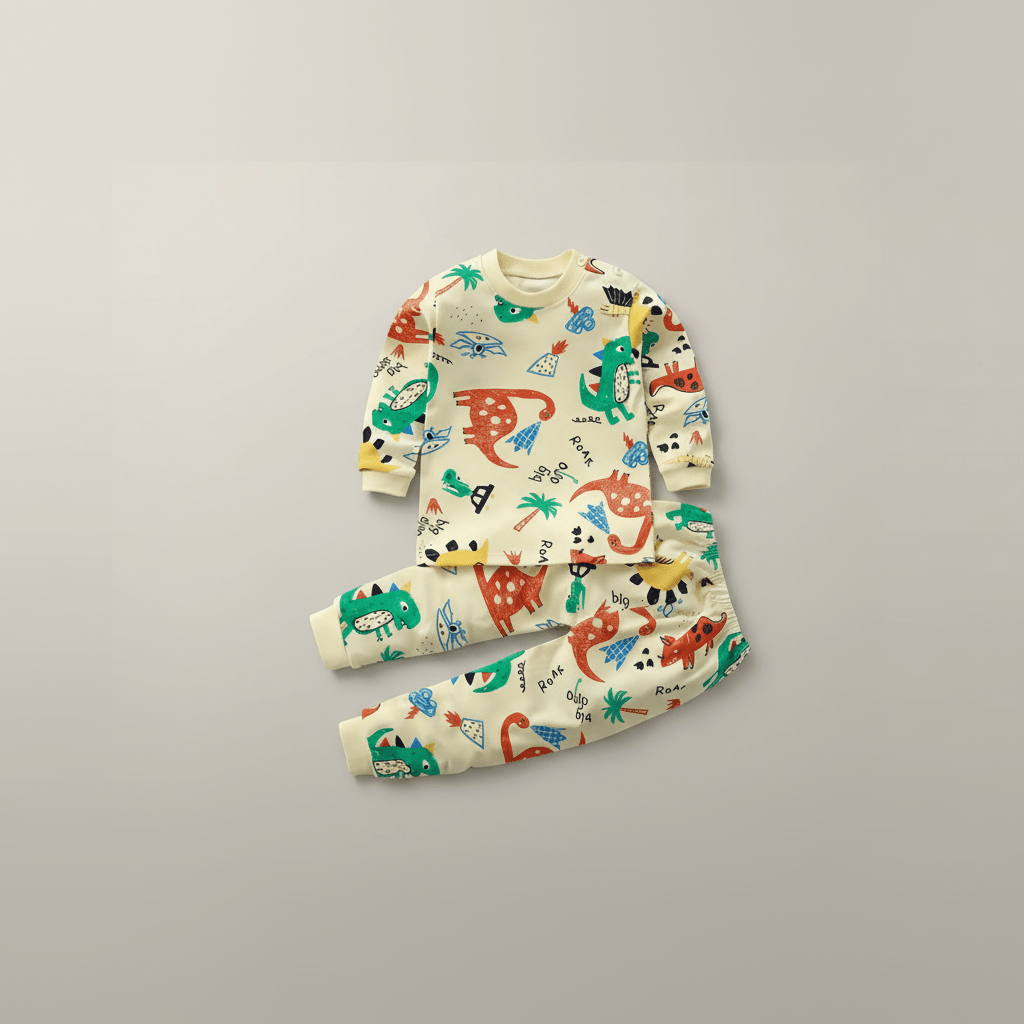 Ensemble de pyjama beige 100% coton, 9 mois à 7 ans
