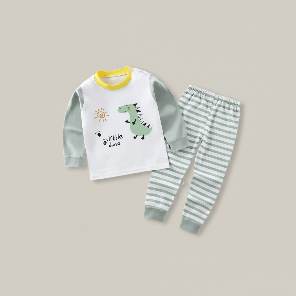 Ensemble de pyjama blanc et gris 100% coton, 9 mois à 7 ans