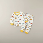 Ensemble de pyjama blanc et jaune 100% coton, 9 mois à 7 ans