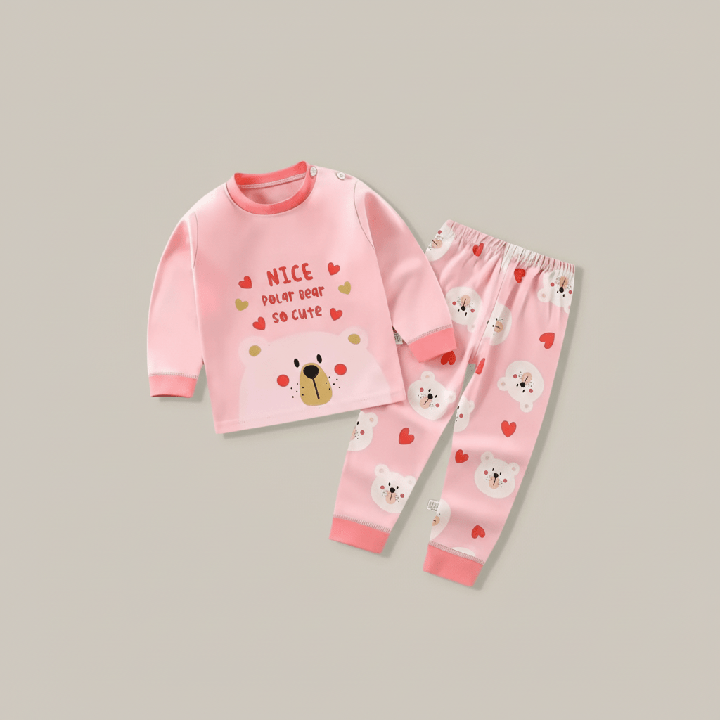 Ensemble de pyjama rose 100% coton, 9 mois à 7 ans