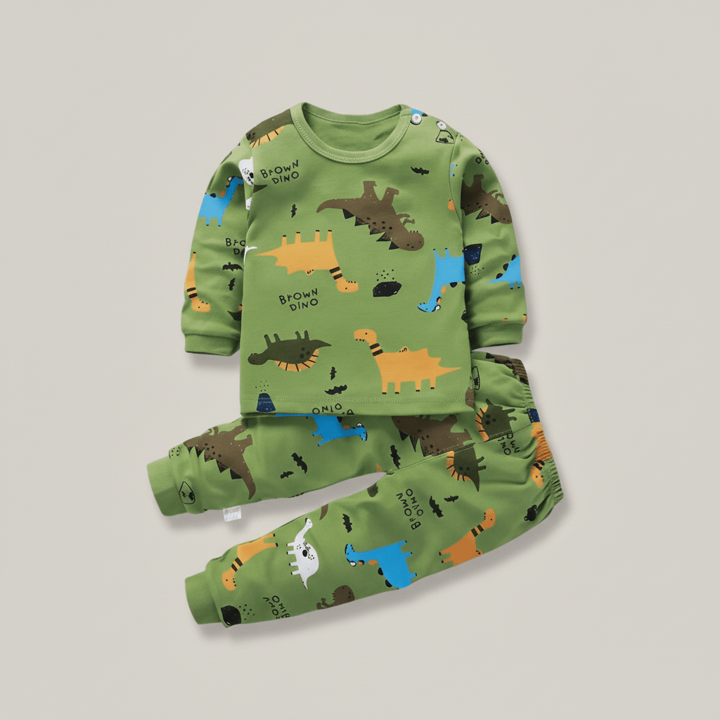 Ensemble de pyjama vert 100% coton, 9 mois à 7 ans