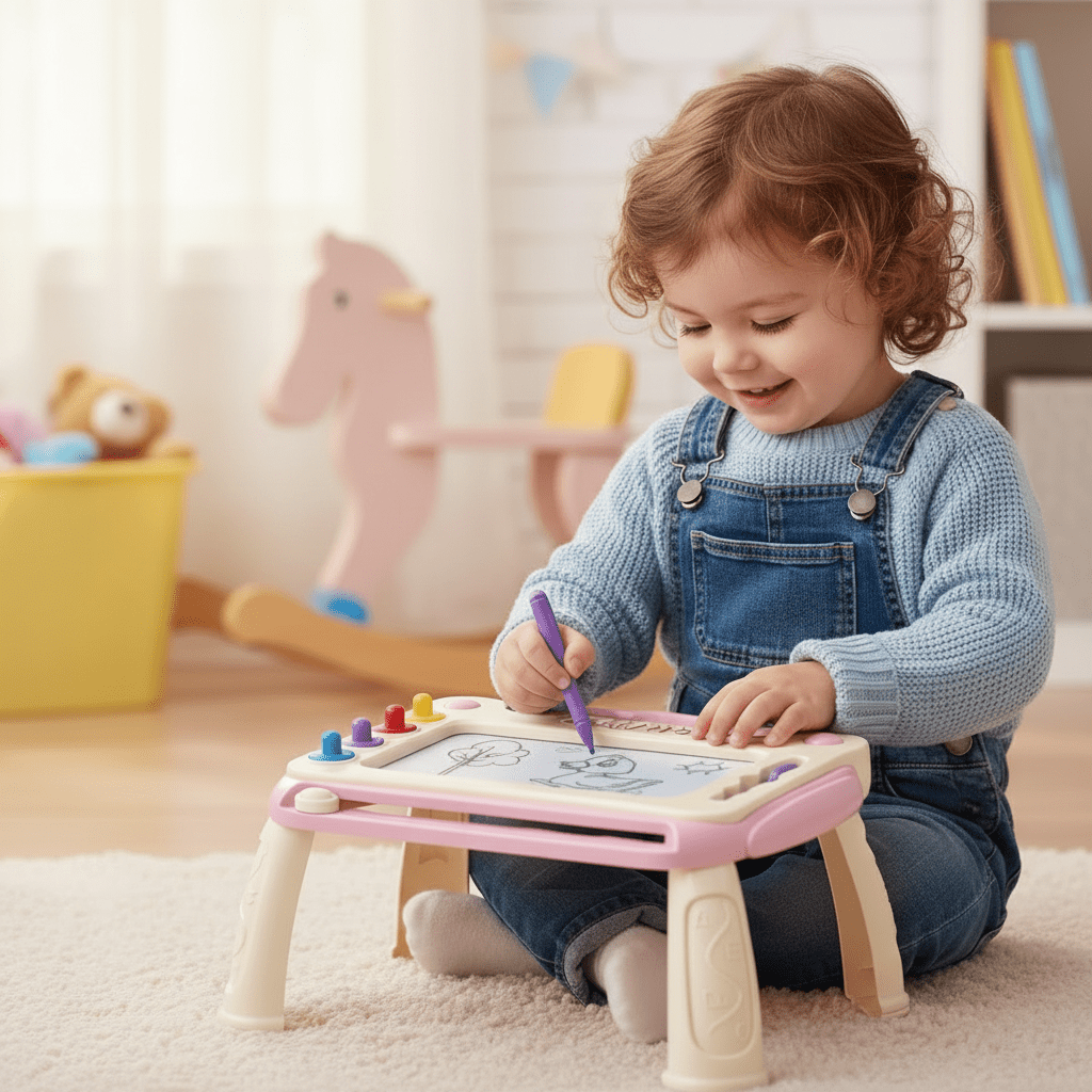 Tablette de Dessin Magnétique Portable rose avec Pieds amovible, des 3 ans, enfant dessinant dessus