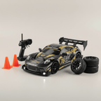 Voiture télécommandée noire avec bandes oranges Speed Power Drift 1:24, vue de face