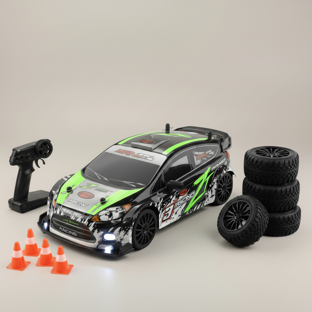 Voiture télécommandée verte et noire Max Speed Drift 1:24, vue de face 