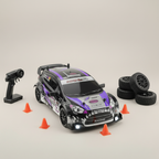 Voiture télécommandée violette et noire Max Speed Drift 1:24, vue de face 