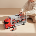 Camion Transporteur Pompier 6 véhicules - Enfant jouant