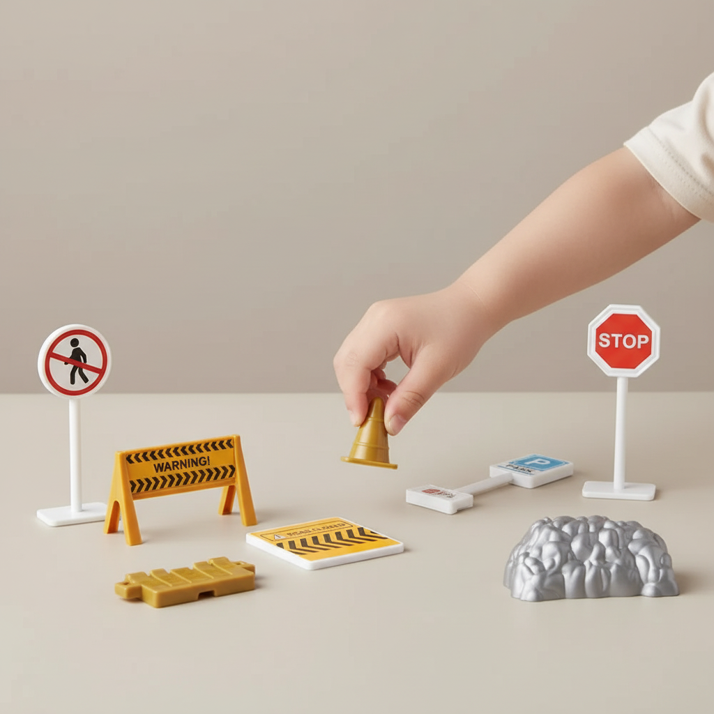 Main d'enfant avec accessoires de chantier