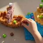 Main POV assemblant les blocs