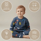 Ensemble de pyjama bleu marine 100% coton, 9 mois à 7 ans, caractèristiques 