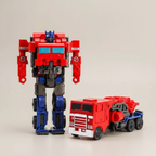 Robot transformable rouge sur fond greige clair