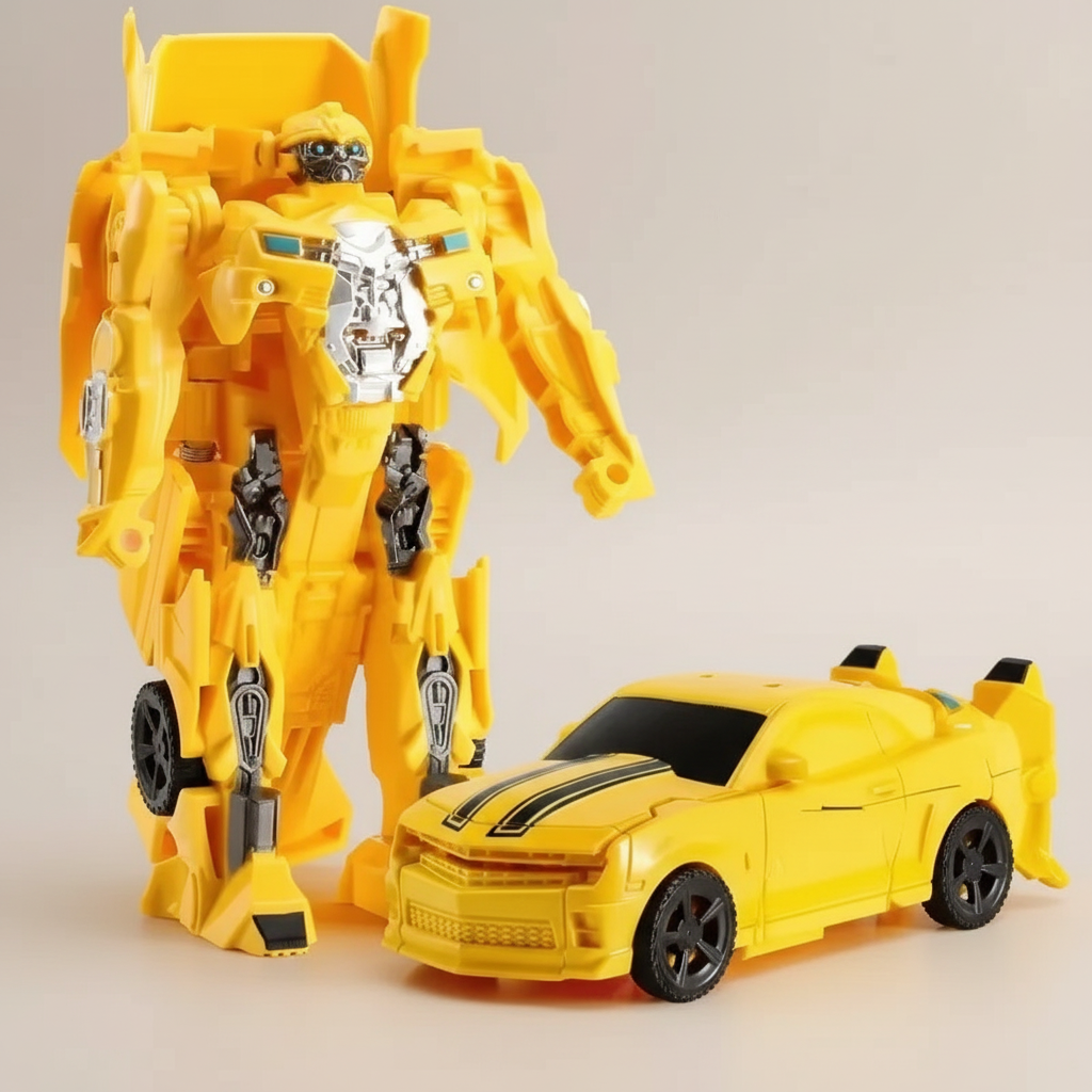 Robot transformable sur fond greige clair