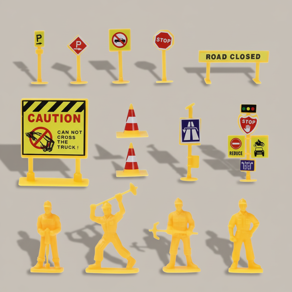 Set panneaux et figurines chantier fond premium