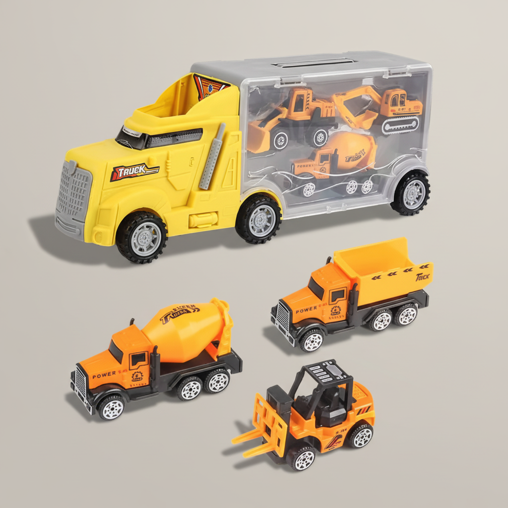 Set véhicules construction 4 pièces fond premium