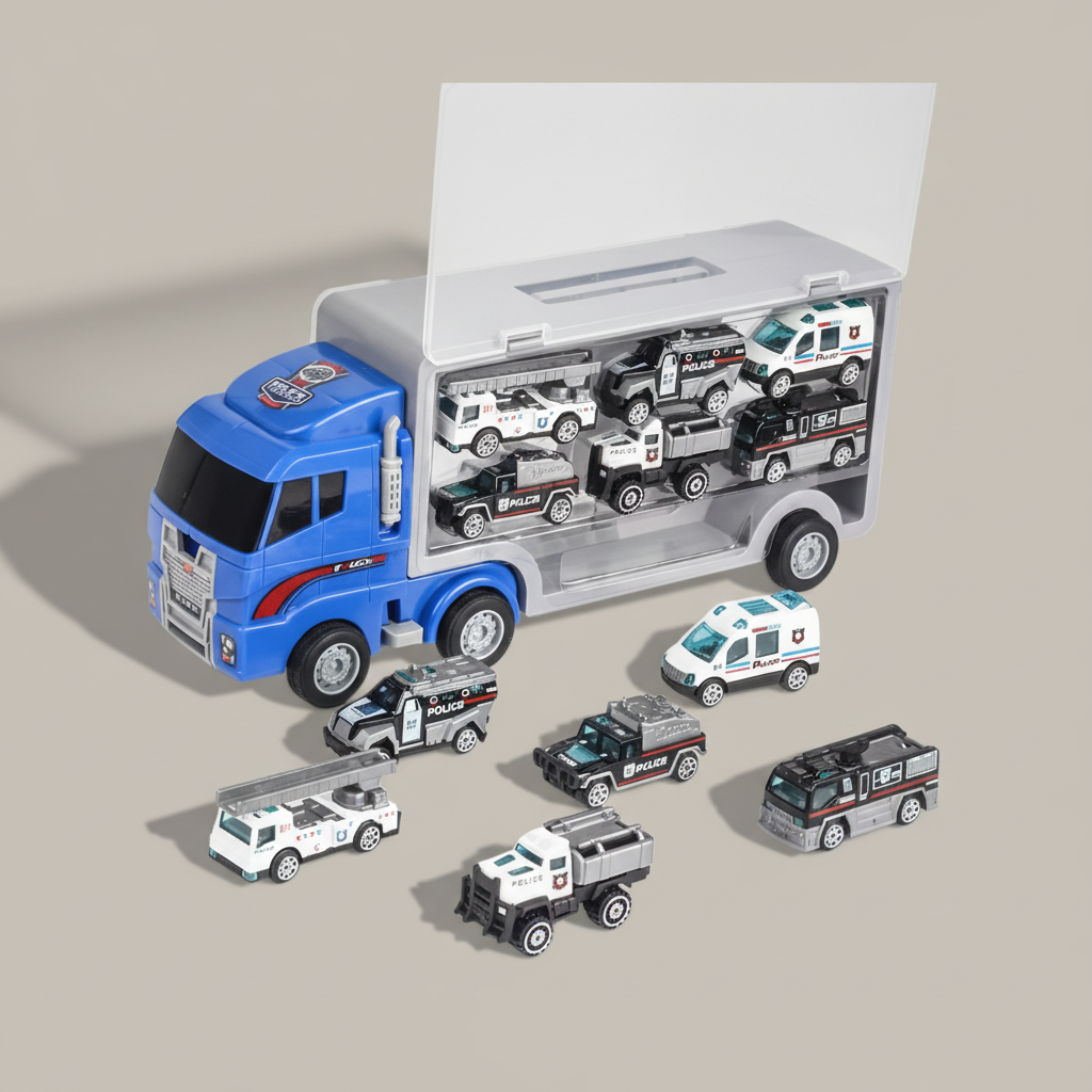 Set véhicules police fond gris-beige premium