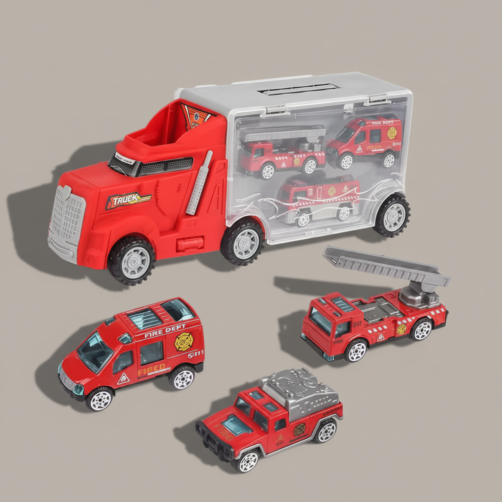 Set véhicules pompiers 4 pièces fond premium