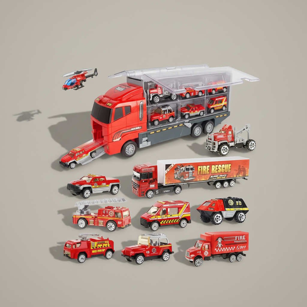 Set véhicules pompiers fond premium